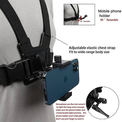 Mobile Phone Chest Harness Mount Head Strap Holder for VLOG