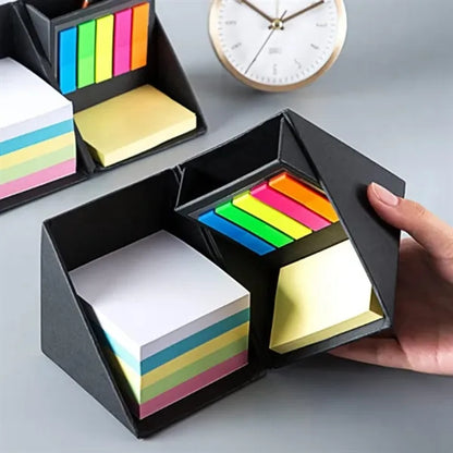 Folding Sticky Notes Memo Cup Organizer With Pen Holder