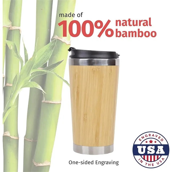 15oz Stainless Steel Bamboo Tumbler