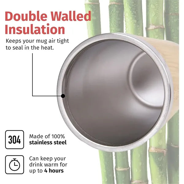 15oz Stainless Steel Bamboo Tumbler