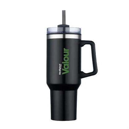 40 oz. Double Wall Insulated Travel Mug w/ Handle and Straw