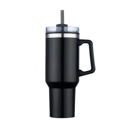 40 oz. Double Wall Insulated Travel Mug w/ Handle and Straw