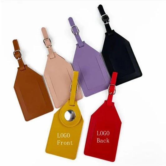 PU Leather Luggage Tags with Tracker Slot