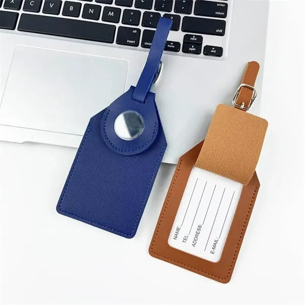 PU Leather Luggage Tags with Tracker Slot