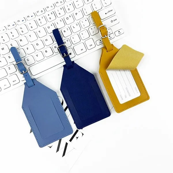 PU Leather Luggage Tags with Tracker Slot