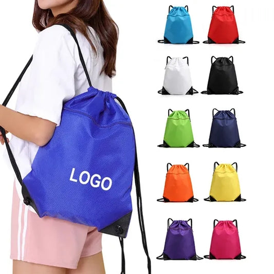Waterproof Oxford Drawstring Backpack With Pocket