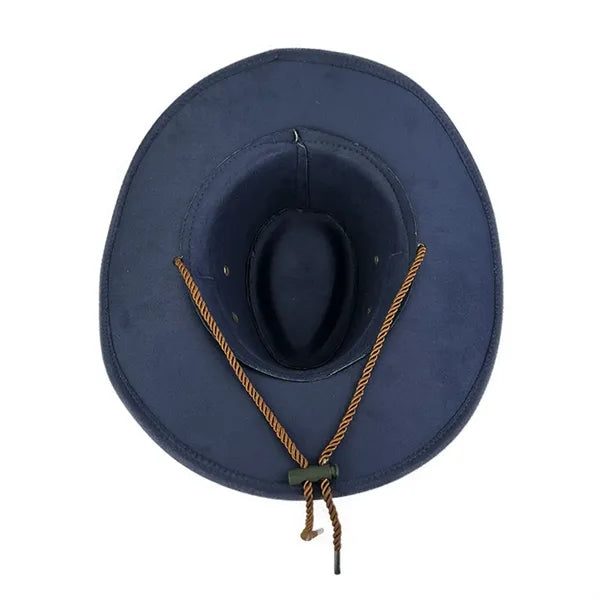 Vacation beach unisex wide brim cowboy hat with chin strap
