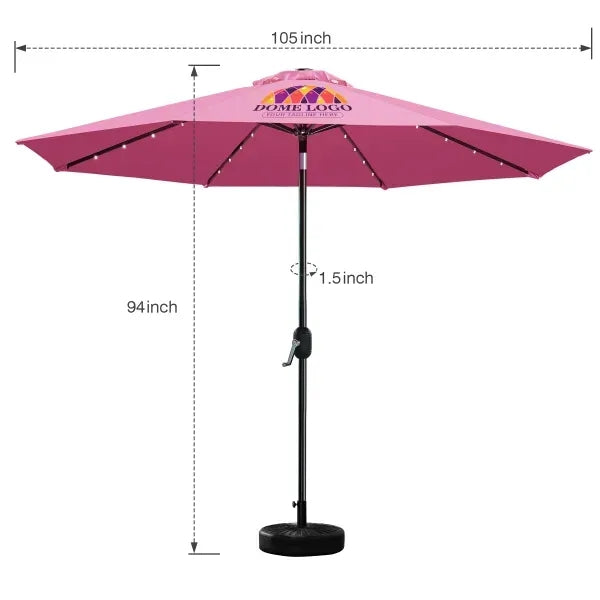 9' Patio Umbrella with Solar-powered LED Lights