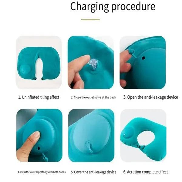 U-Shape Headrest Inflatable Travel Neck Pillow