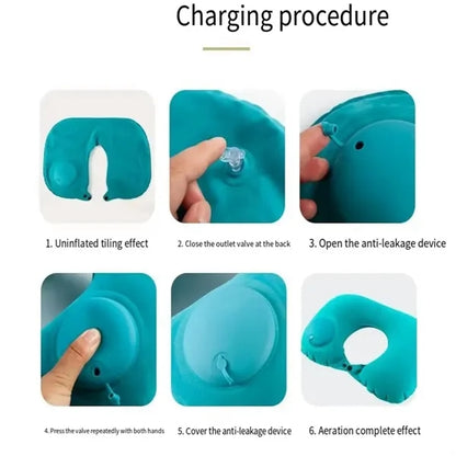 U-Shape Headrest Inflatable Travel Neck Pillow