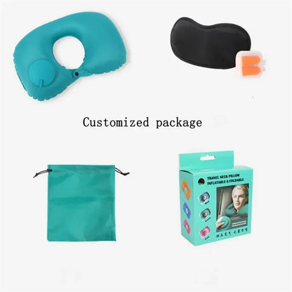 U-Shape Headrest Inflatable Travel Neck Pillow