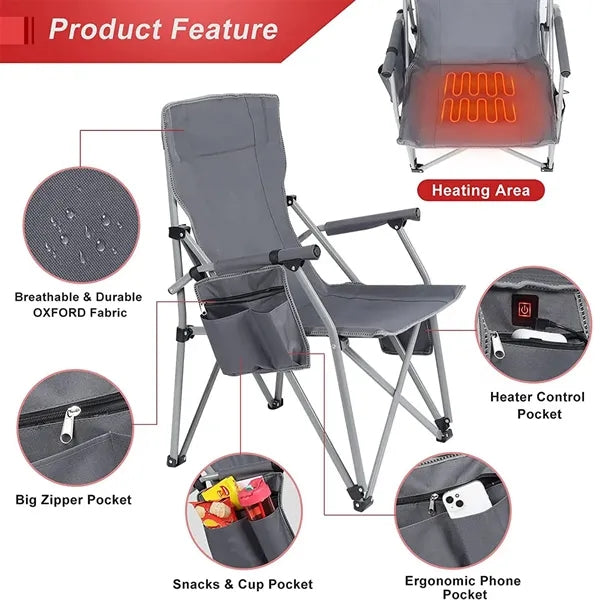 Portable Folding Outdoor Camping Chair with USB Heating