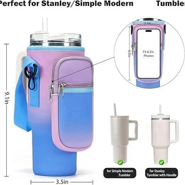 40oz Cup Bag with Storage Pockets and Shoulder Strap