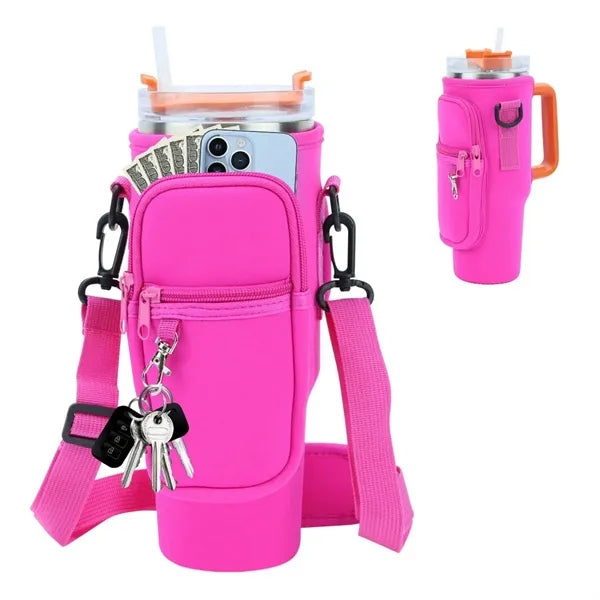 40oz Cup Bag with Storage Pockets and Shoulder Strap
