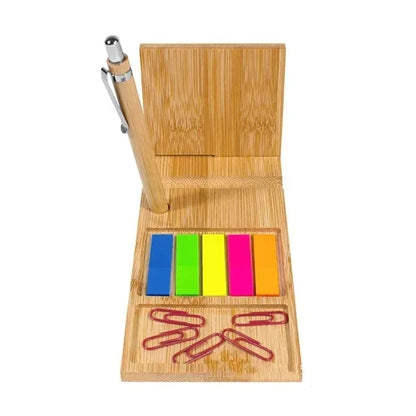 Bamboo Desk Organizer with Phone Stand and Sticky Notes