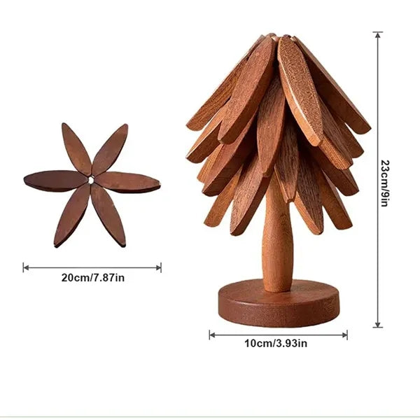 Wooden Tree Shape Trivet Set