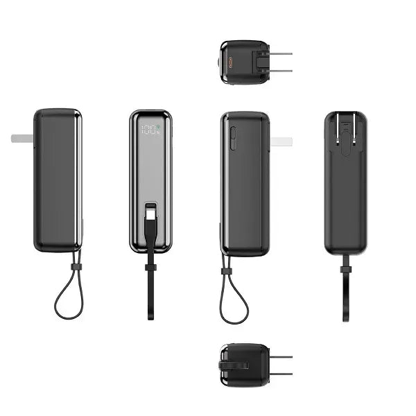 Digital Display Fast-Charging Power Bank with AC Plug