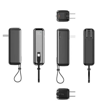 Digital Display Fast-Charging Power Bank with AC Plug