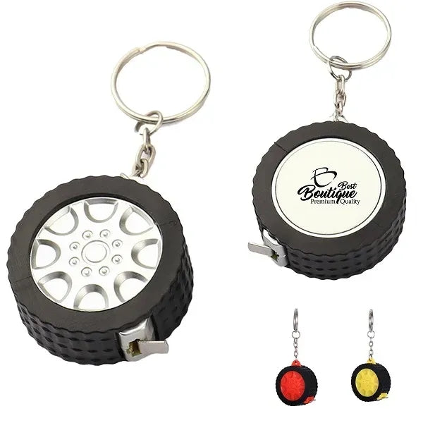 Tire Design Mini Steel Tape Measure Keychain