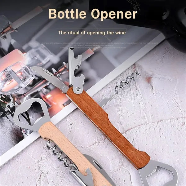 4 in 1 Wooden Wine Bottle Opener