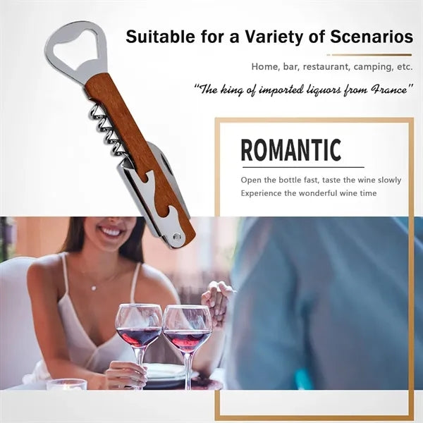 4 in 1 Wooden Wine Bottle Opener