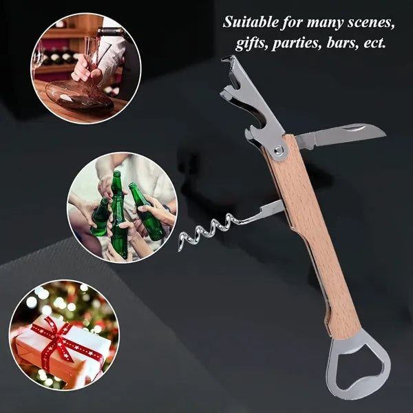 4 in 1 Wooden Wine Bottle Opener