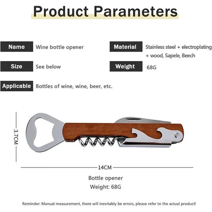 4 in 1 Wooden Wine Bottle Opener