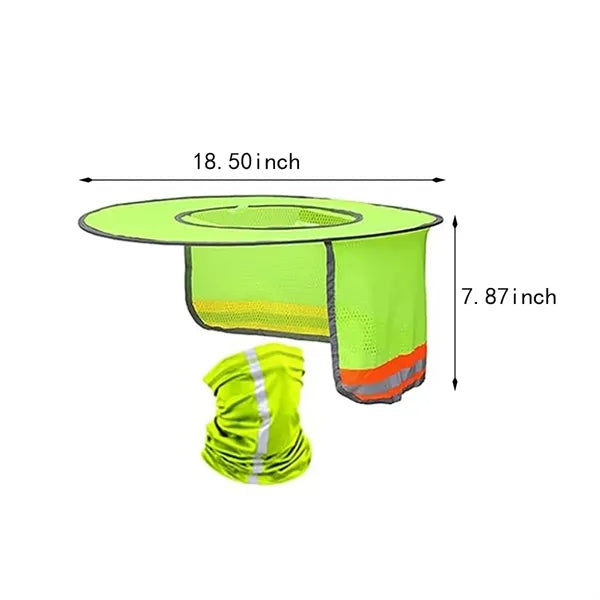 Reflective full brim mesh hard hat sun shade neck gaiter