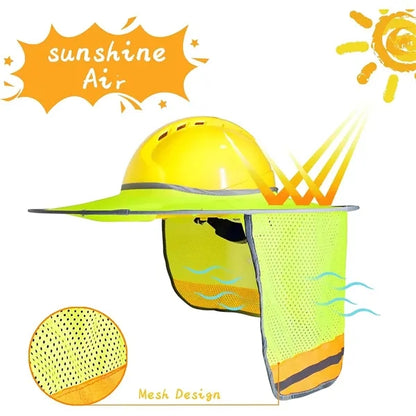 Reflective full brim mesh hard hat sun shade neck gaiter
