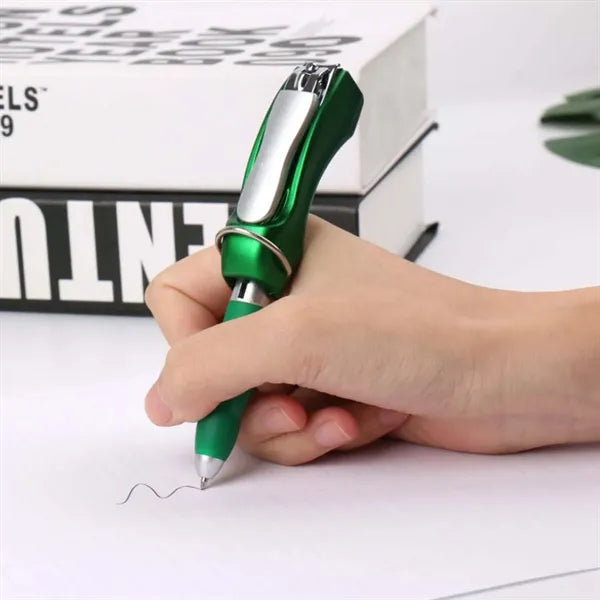 Versatile Portable Foldable Ballpoint Pen with Nail Clipper