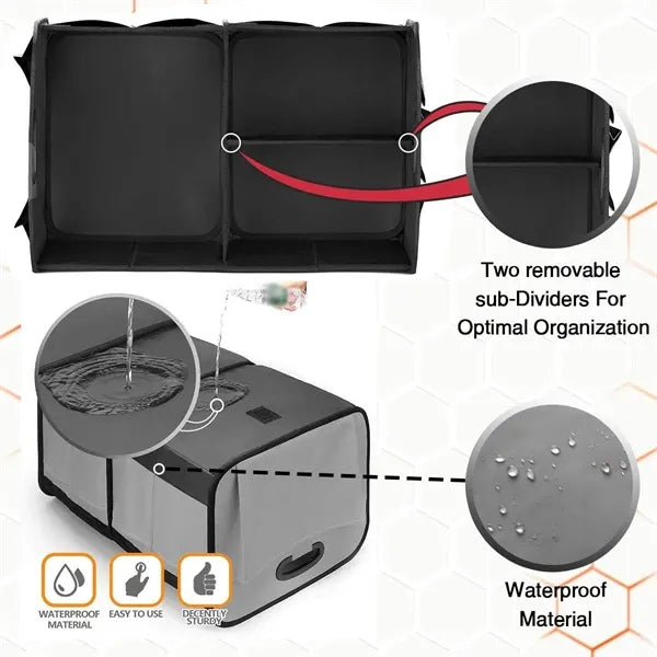 Large capacity foldable waterproof car trunk organizer