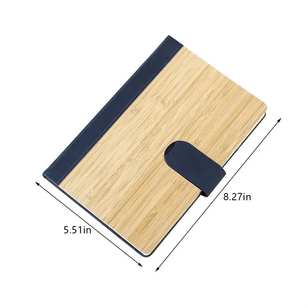 Bamboo Cover Magnetic Buckle Diary Office Ruled Notebook