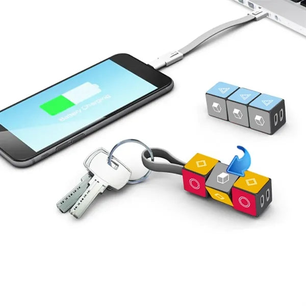 Versatile portable rotation cube fast 3 in 1 charging cable