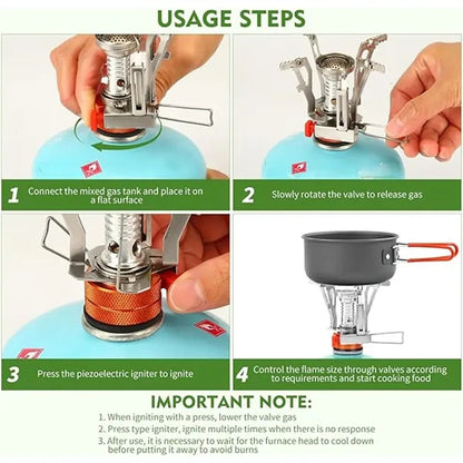 Portable Outdoor Camping Piezo Ignition Backpacking Stove