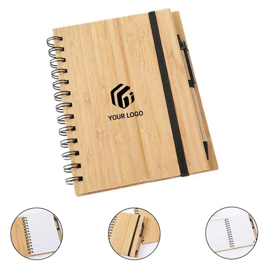 Eco - friendly Portable Durable Writing Coil Bamboo Notebook