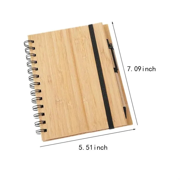 Eco - friendly Portable Durable Writing Coil Bamboo Notebook