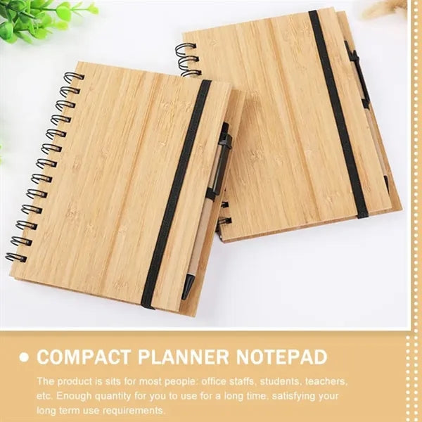 Eco - friendly Portable Durable Writing Coil Bamboo Notebook