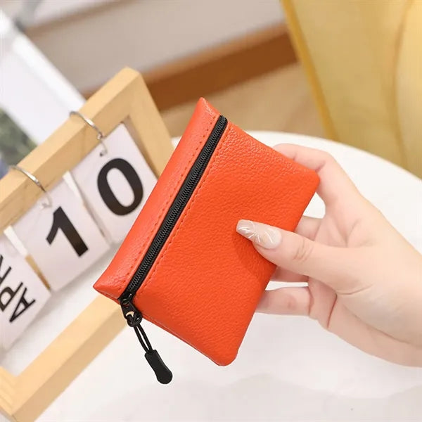 Zipper Solid Color Fashion PU Women's Card Holder Coin Purse