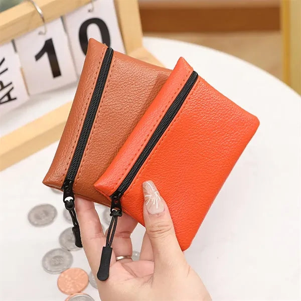 Zipper Solid Color Fashion PU Women's Card Holder Coin Purse