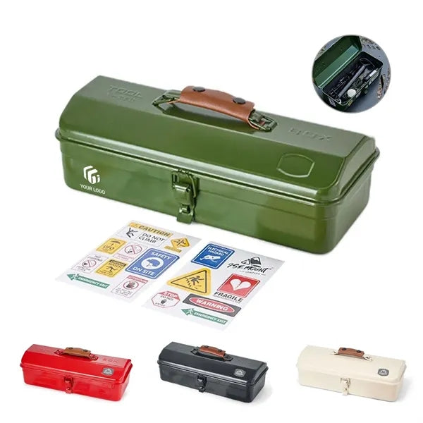 Multifunctional Portable Metal Tool Box with Latch Closure