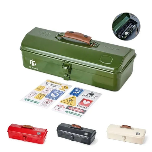 Multifunctional Portable Metal Tool Box with Latch Closure