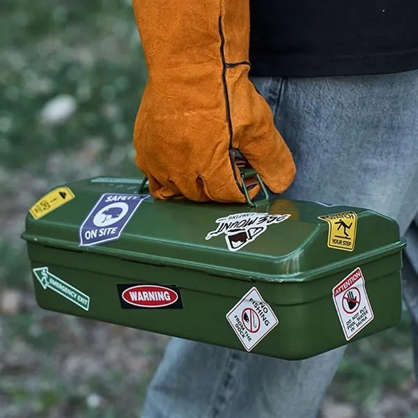 Multifunctional Portable Metal Tool Box with Latch Closure