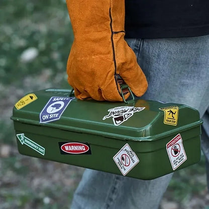 Multifunctional Portable Metal Tool Box with Latch Closure