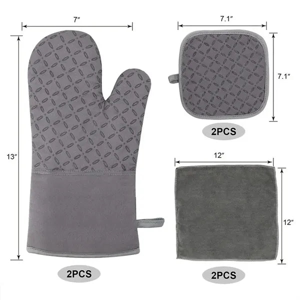 Oven Mitts and Pot Holders 6pcs Set