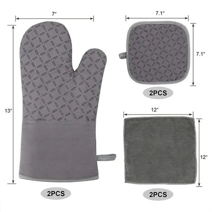 Oven Mitts and Pot Holders 6pcs Set