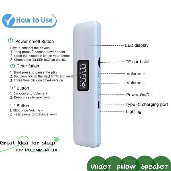 Mini Under Pillow Timer Bone Conduction Bluetooth Speaker