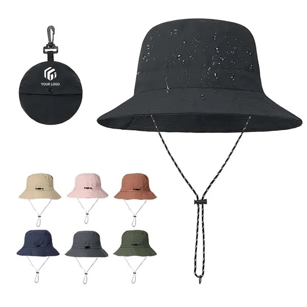 Summer beach portable waterproof bucket hat with chin strap