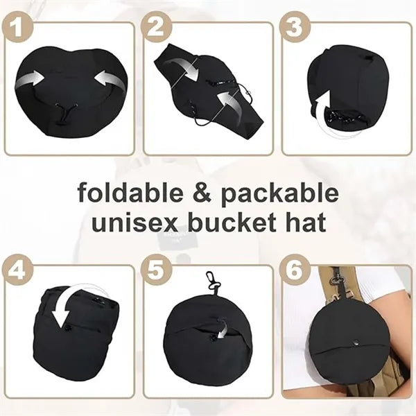 Summer beach portable waterproof bucket hat with chin strap