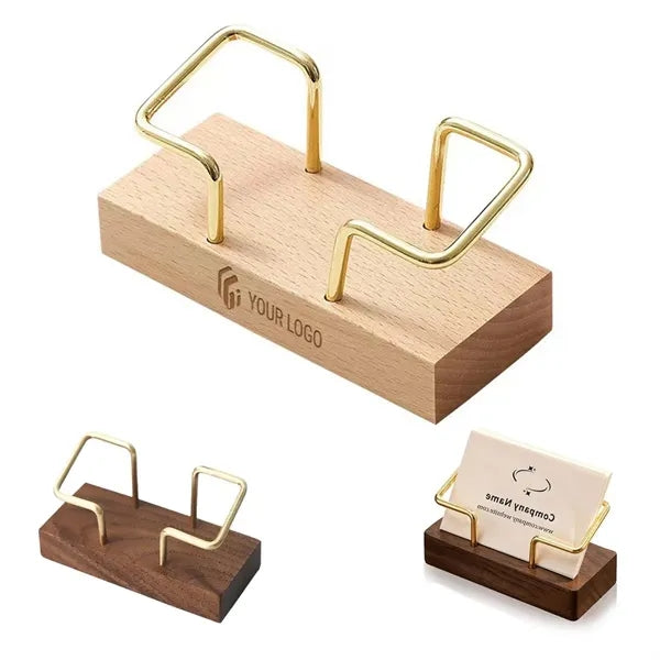 Office Supplies Wooden Desk Business Card Holder Display