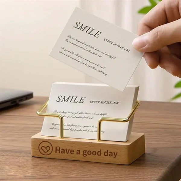 Office Supplies Wooden Desk Business Card Holder Display
